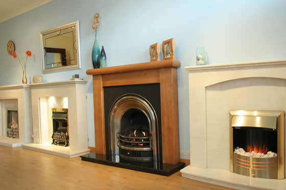 Selection of fireplaces in Daniel Dunlop's Fireplace Showroom