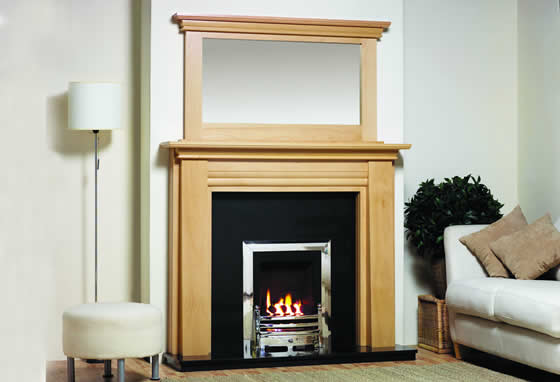 Solid wooden mantle and mirror fireplace
